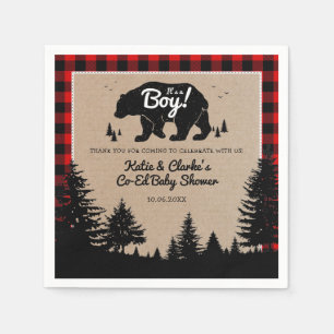 Serviette En Papier Baby shower Boy Co-Ed Bear Lumberjack