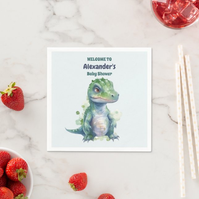 Serviette En Papier Baby shower Boy Dinosaur (En situation)
