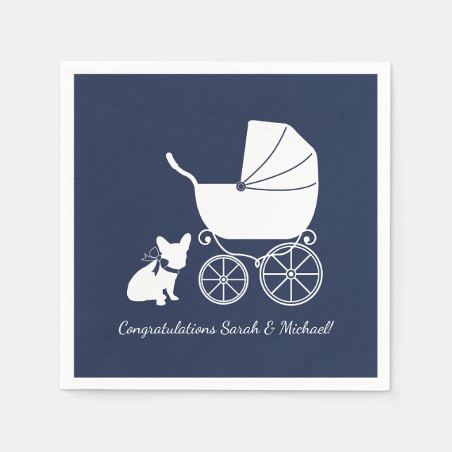 Serviette En Papier Baby shower Bulldog français serviettes Design 1 (Devant)