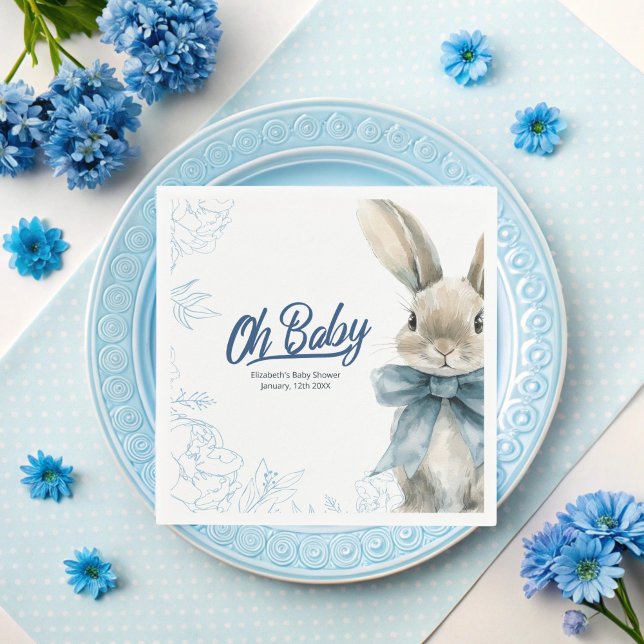 Serviette En Papier Baby shower Bunny bleu (Créateur téléchargé)