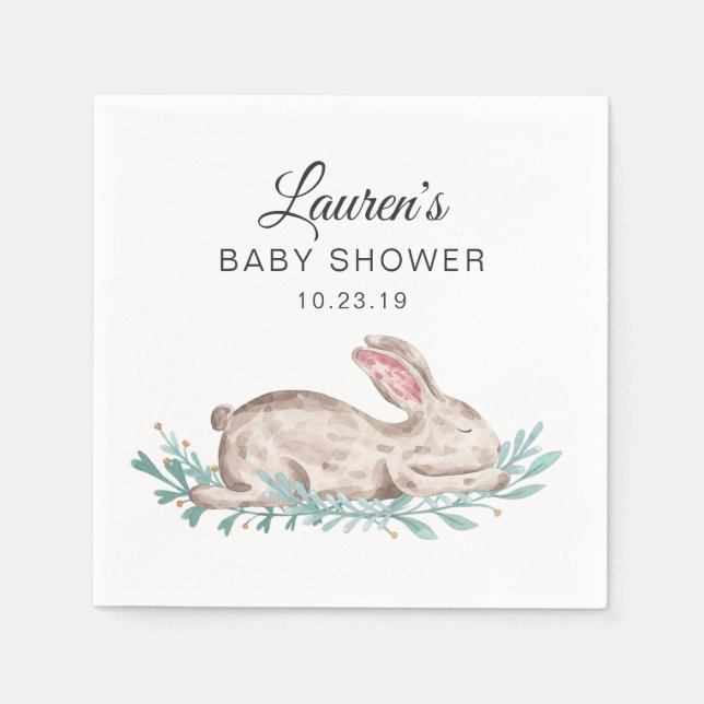 Serviette En Papier Baby shower Bunny couché Napkin (Devant)