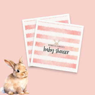 Serviette En Papier Baby shower Bunny Pink Blanc Aquarelle