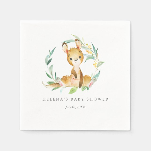 Serviette En Papier Baby shower Bush Baby Kangaroo (Devant)