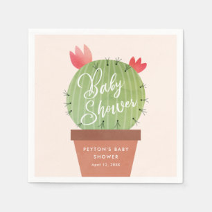 Serviette En Papier Baby Shower Cactus Moderne