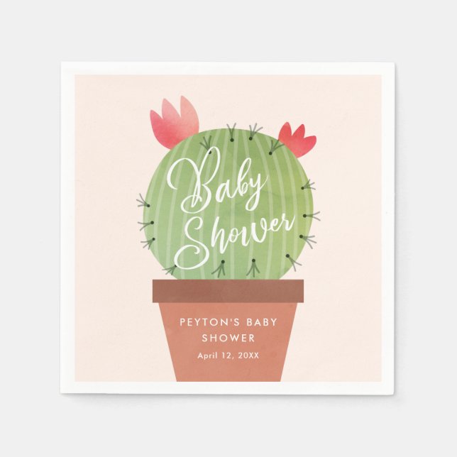 Serviette En Papier Baby Shower Cactus Moderne (Devant)
