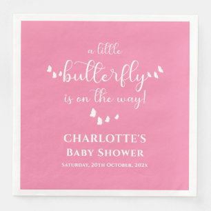 Serviette En Papier Baby Shower Calligraphie Papillon Minimaliste Mode