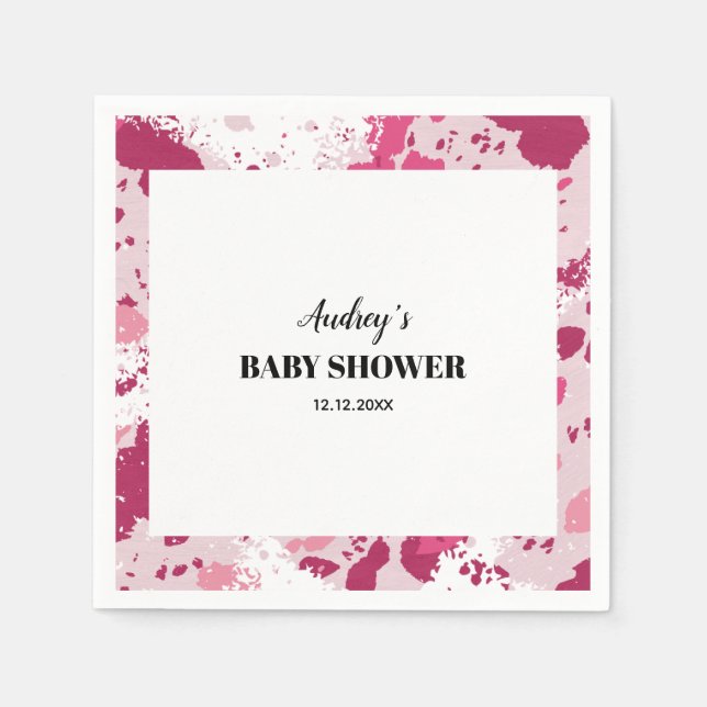 Serviette En Papier Baby shower Camo rose (Devant)