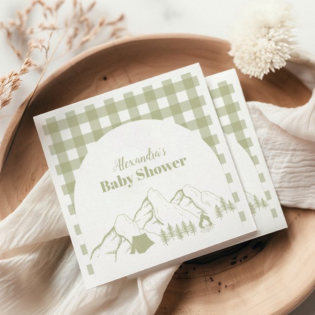 Serviette En Papier Baby shower Camping Vert (Créateur téléchargé)