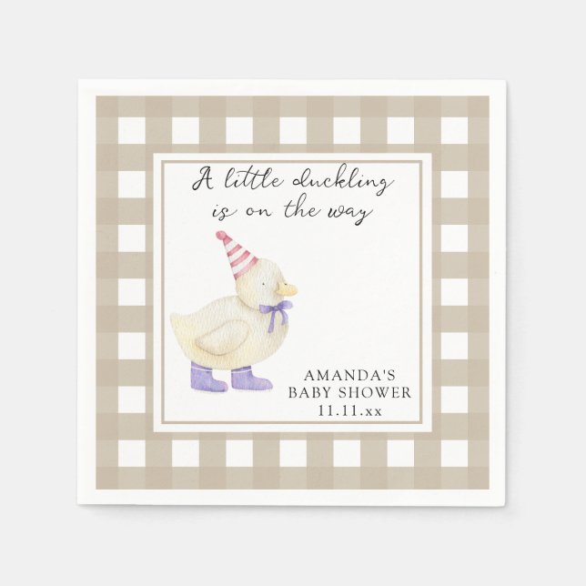 Serviette En Papier Baby-shower Canard Chanceux (Devant)
