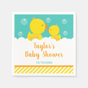 Serviette En Papier Baby Shower Canard en Caoutchouc Jaune et Vert