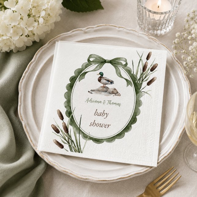 Serviette En Papier Baby-Shower Canard Vert (Créateur téléchargé)