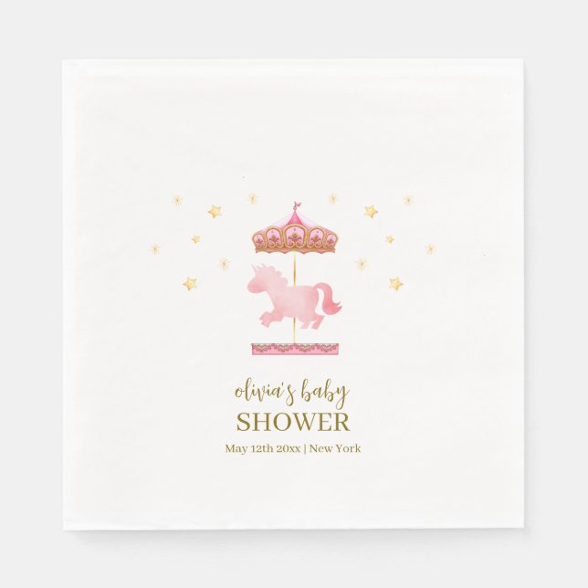Serviette En Papier Baby shower Carnaval Elégant en or rose (Devant)