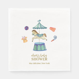 Serviette En Papier Baby shower carnavalesque rétro Vintage