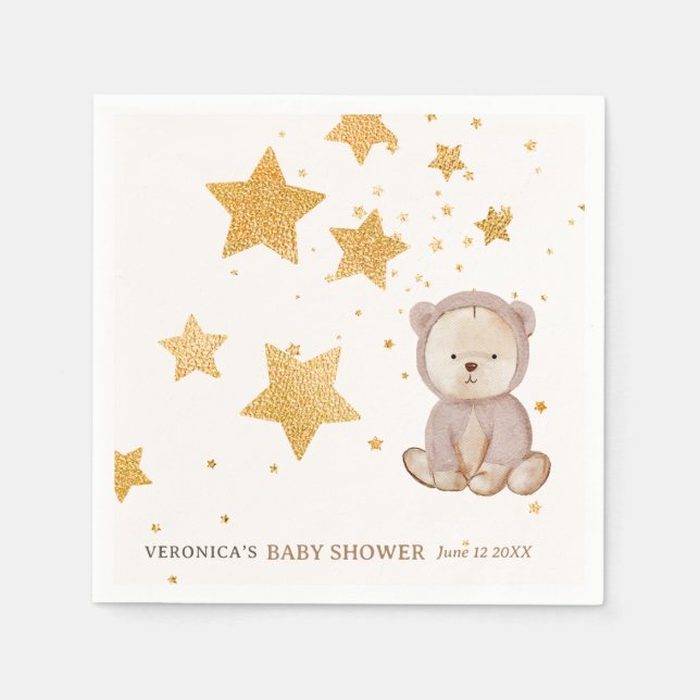 Serviette En Papier Baby shower céleste de l'ours de Boho (Devant)