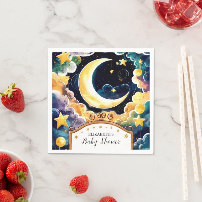 Serviette En Papier Baby shower céleste du Boho Star Twinkle (En situation)