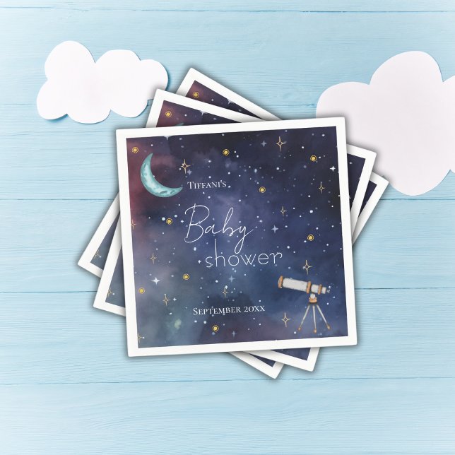 Serviette En Papier Baby shower céleste Sky Moon & Stars (Créateur téléchargé)