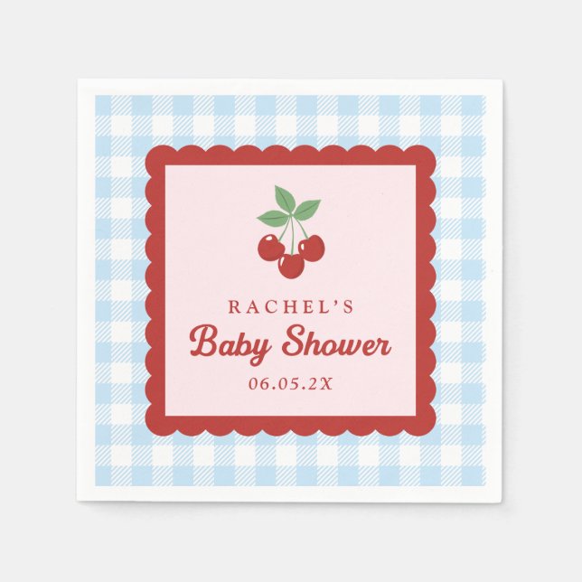 Serviette En Papier Baby Shower Cerise Sucré (Devant)