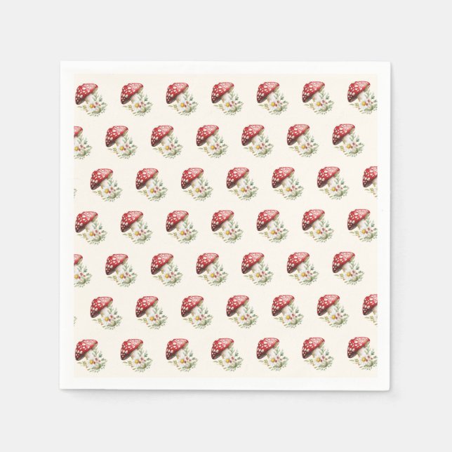 Serviette En Papier Baby Shower Champignon (Devant)