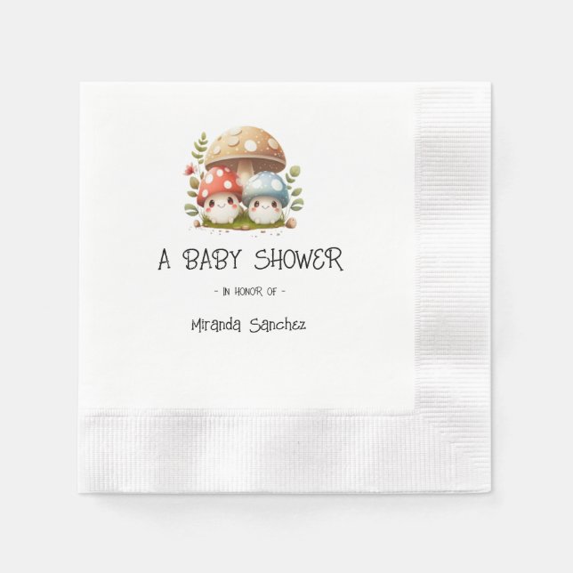 Serviette En Papier Baby shower champignon (Devant)