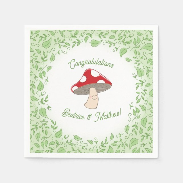Serviette En Papier Baby shower champignon (Devant)