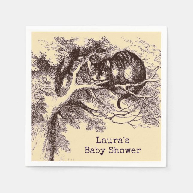 Serviette En Papier Baby shower Chat Cheshire vintage (Devant)