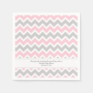 Serviette En Papier Baby shower Chevron rose Grey AJOUTER VOTRE MOT
