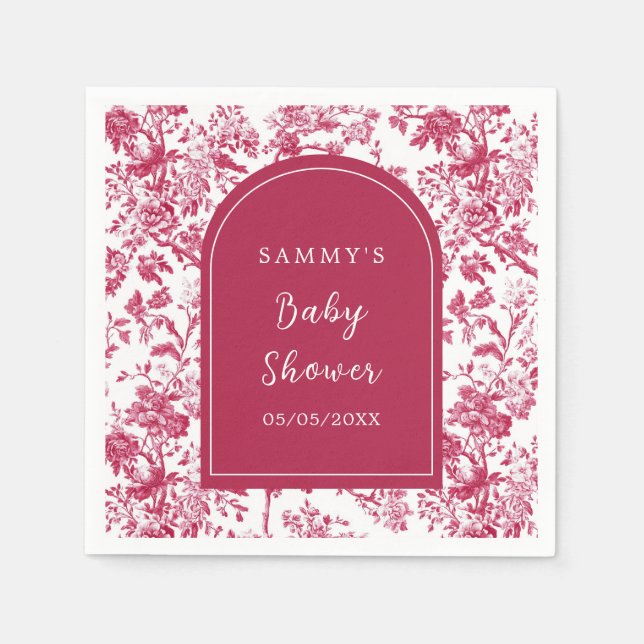 Serviette En Papier Baby shower chinois rose antique (Devant)