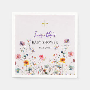 Serviette En Papier Baby shower chrétien orthodoxe fleur sauvage