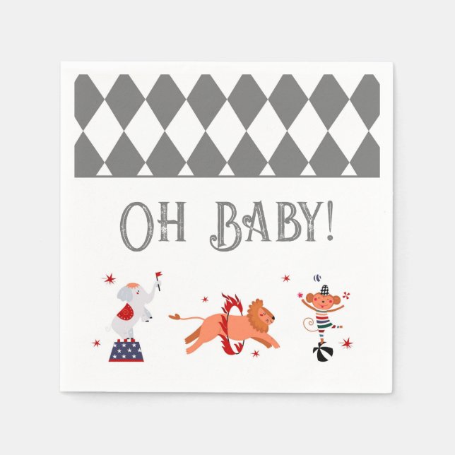 Serviette En Papier Baby shower cirque ou carnaval (Devant)