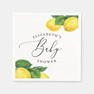 Serviette En Papier Baby shower citron   Aquarelle Citrus d'été
