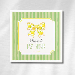Serviette En Papier Baby Shower Citron Ruban Citron Vert Rayé