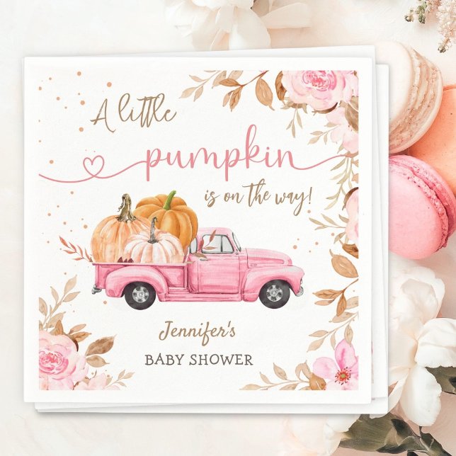 Serviette En Papier Baby shower citrouille Automne Pink Truck Party Pa (Créateur téléchargé)