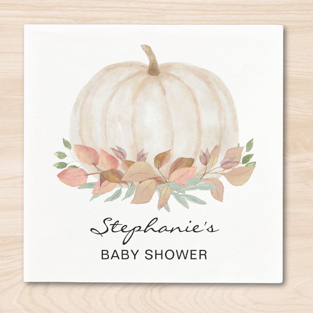 Serviette En Papier Baby shower Citrouille blanc (Créateur téléchargé)