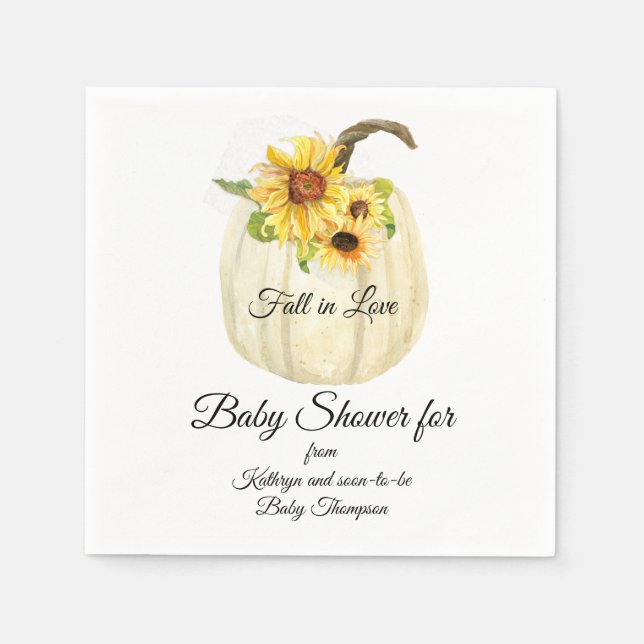 Serviette En Papier Baby shower Citrouille blanc de Sunflower jaune (Devant)