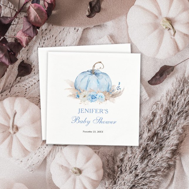 Serviette En Papier Baby Shower Citrouille Bleue (Créateur téléchargé)