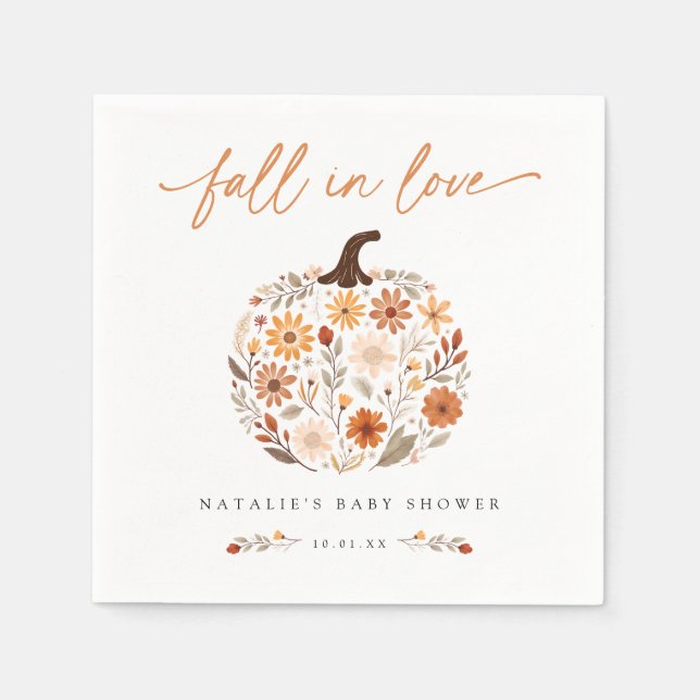 Serviette En Papier Baby shower Citrouille de Fall in Love (Devant)