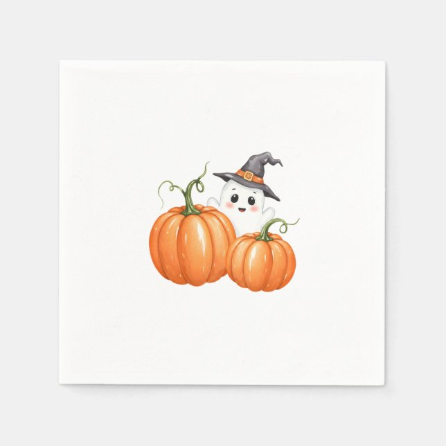 Serviette En Papier Baby shower Citrouille de Little Boo Halloween (Devant)