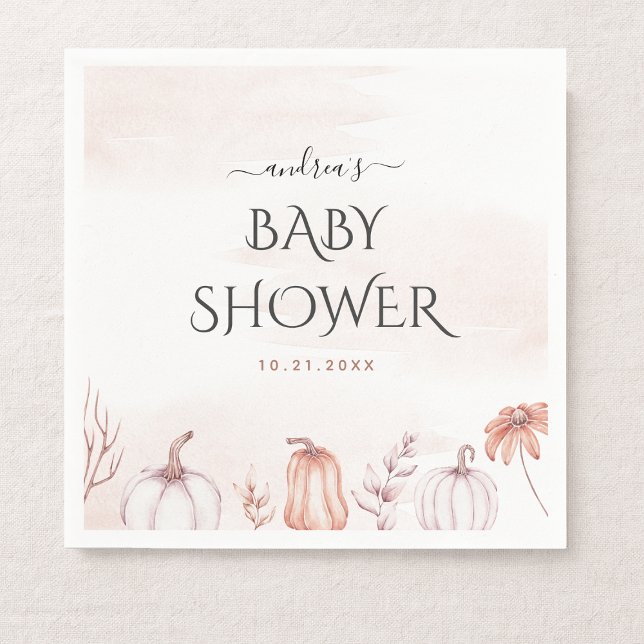 Serviette En Papier Baby shower Citrouille délicieux, Blush et Chaud (Créateur téléchargé)