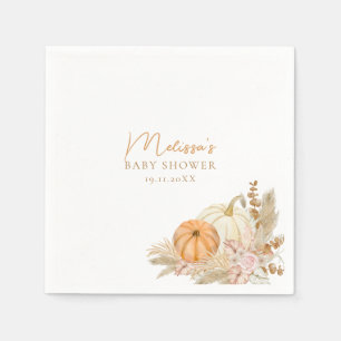 Serviette En Papier Baby shower Citrouille floral Boho