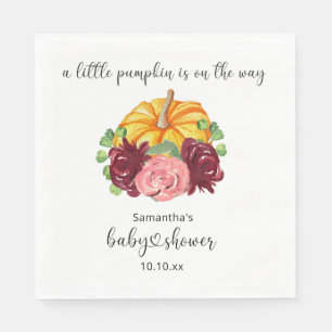 Serviette En Papier Baby shower Citrouille orange aquarelle