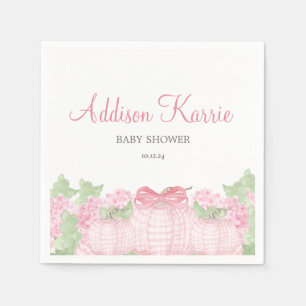 Serviette En Papier Baby shower Citrouille rose En vichy
