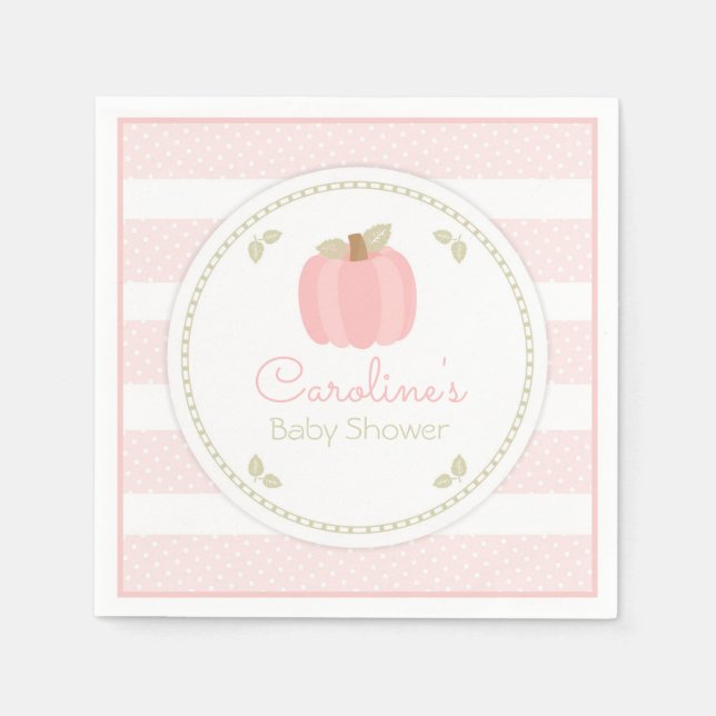Serviette En Papier Baby shower Citrouille rose Napkin (Devant)