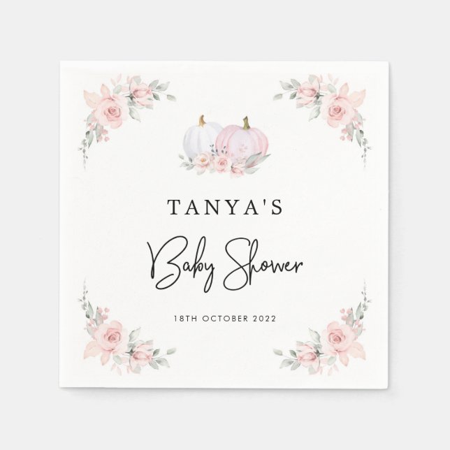 Serviette En Papier Baby shower Citrouille rose Napkin (Devant)
