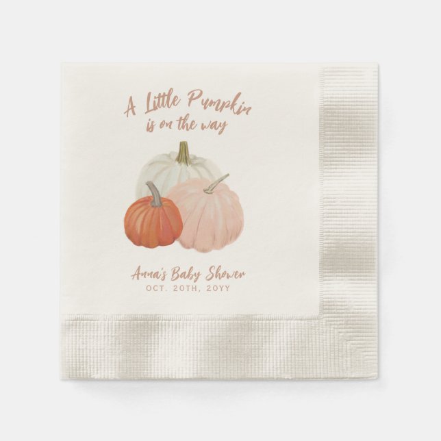 Serviette En Papier Baby shower Citrouille rose vif (Devant)