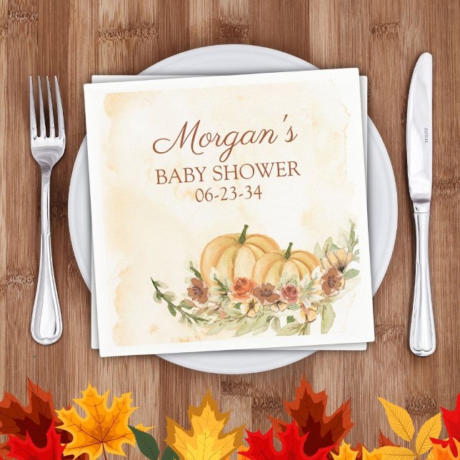 Serviette En Papier Baby shower Citrouille Rustic Automne (Créateur téléchargé)
