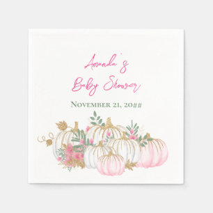 Serviette En Papier Baby shower Citrouille Soft Gold Blush Rose