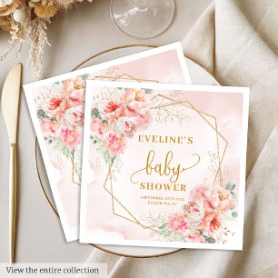 Serviette En Papier Baby shower classique flûte rose vif déjeuner