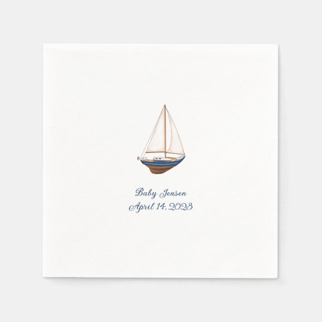 Serviette En Papier Baby shower classique nautique (Devant)
