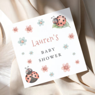Serviette En Papier Baby Shower coccinelle pastel