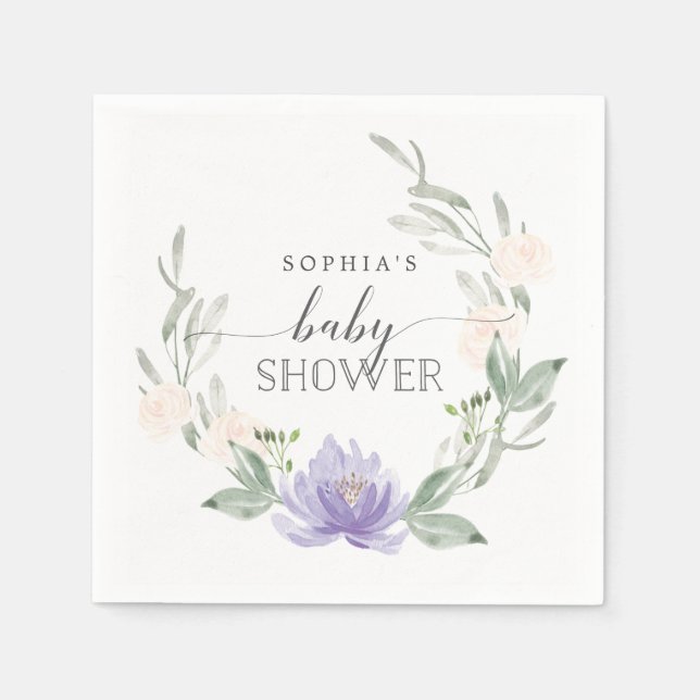 Serviette En Papier Baby shower Cocktail serviettes Pastel Purple (Devant)